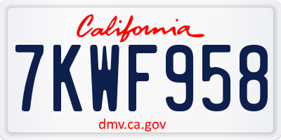 CA license plate 7KWF958