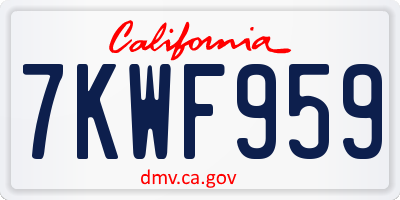 CA license plate 7KWF959