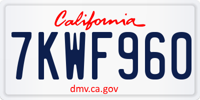CA license plate 7KWF960