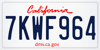 CA license plate 7KWF964