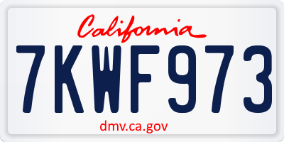 CA license plate 7KWF973