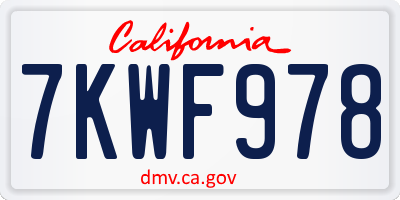 CA license plate 7KWF978