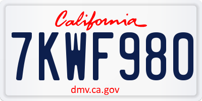 CA license plate 7KWF980