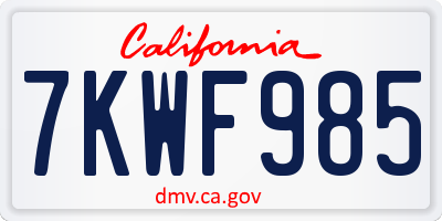 CA license plate 7KWF985