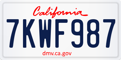 CA license plate 7KWF987