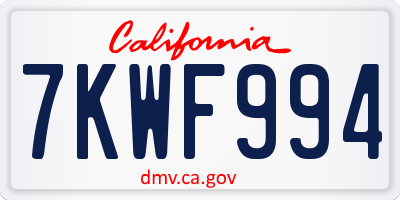 CA license plate 7KWF994