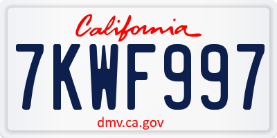 CA license plate 7KWF997