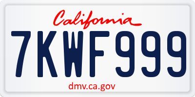 CA license plate 7KWF999