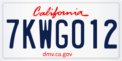 CA license plate 7KWG012