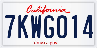 CA license plate 7KWG014