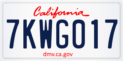 CA license plate 7KWG017