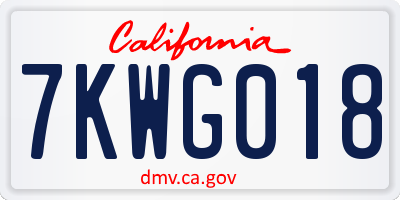 CA license plate 7KWG018