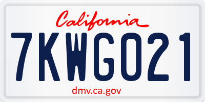 CA license plate 7KWG021