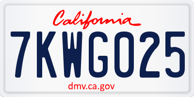 CA license plate 7KWG025