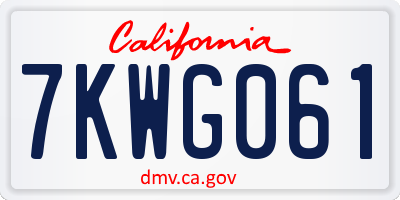 CA license plate 7KWG061