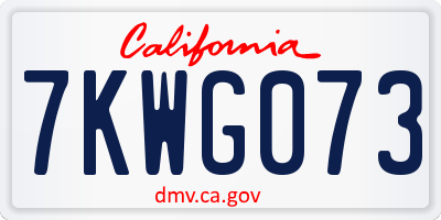 CA license plate 7KWG073