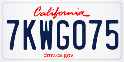 CA license plate 7KWG075