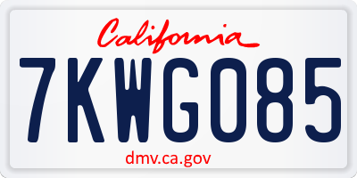 CA license plate 7KWG085