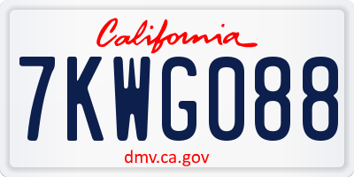 CA license plate 7KWG088