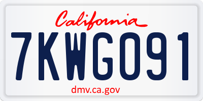 CA license plate 7KWG091