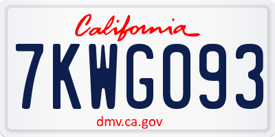 CA license plate 7KWG093