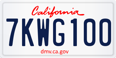 CA license plate 7KWG100