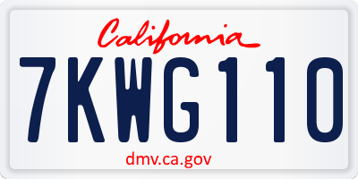 CA license plate 7KWG110