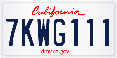 CA license plate 7KWG111