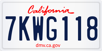 CA license plate 7KWG118