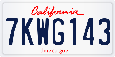CA license plate 7KWG143