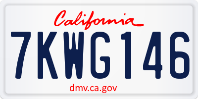 CA license plate 7KWG146