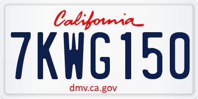 CA license plate 7KWG150