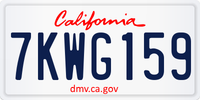 CA license plate 7KWG159