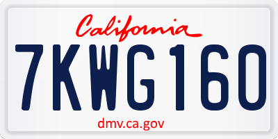 CA license plate 7KWG160