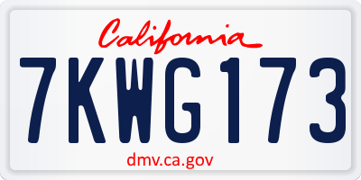 CA license plate 7KWG173