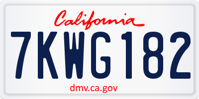 CA license plate 7KWG182