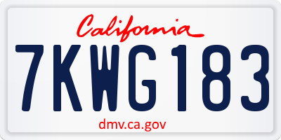 CA license plate 7KWG183