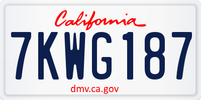 CA license plate 7KWG187