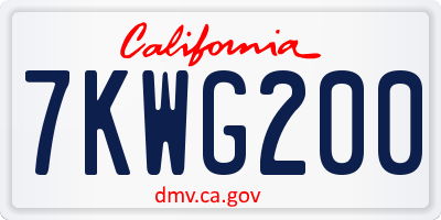 CA license plate 7KWG200
