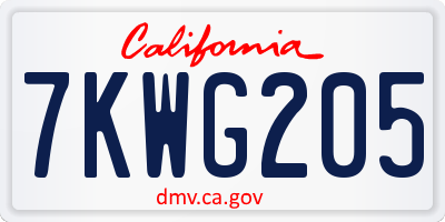 CA license plate 7KWG205