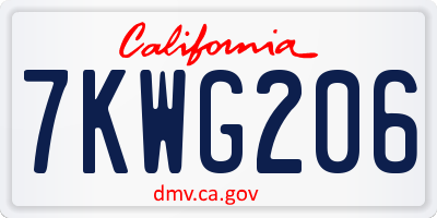 CA license plate 7KWG206