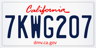 CA license plate 7KWG207
