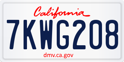 CA license plate 7KWG208