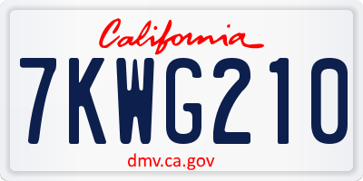 CA license plate 7KWG210