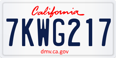 CA license plate 7KWG217