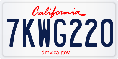 CA license plate 7KWG220