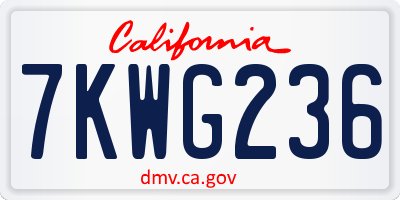 CA license plate 7KWG236