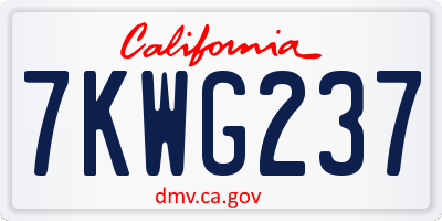 CA license plate 7KWG237