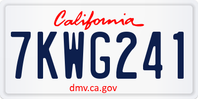 CA license plate 7KWG241