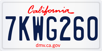 CA license plate 7KWG260